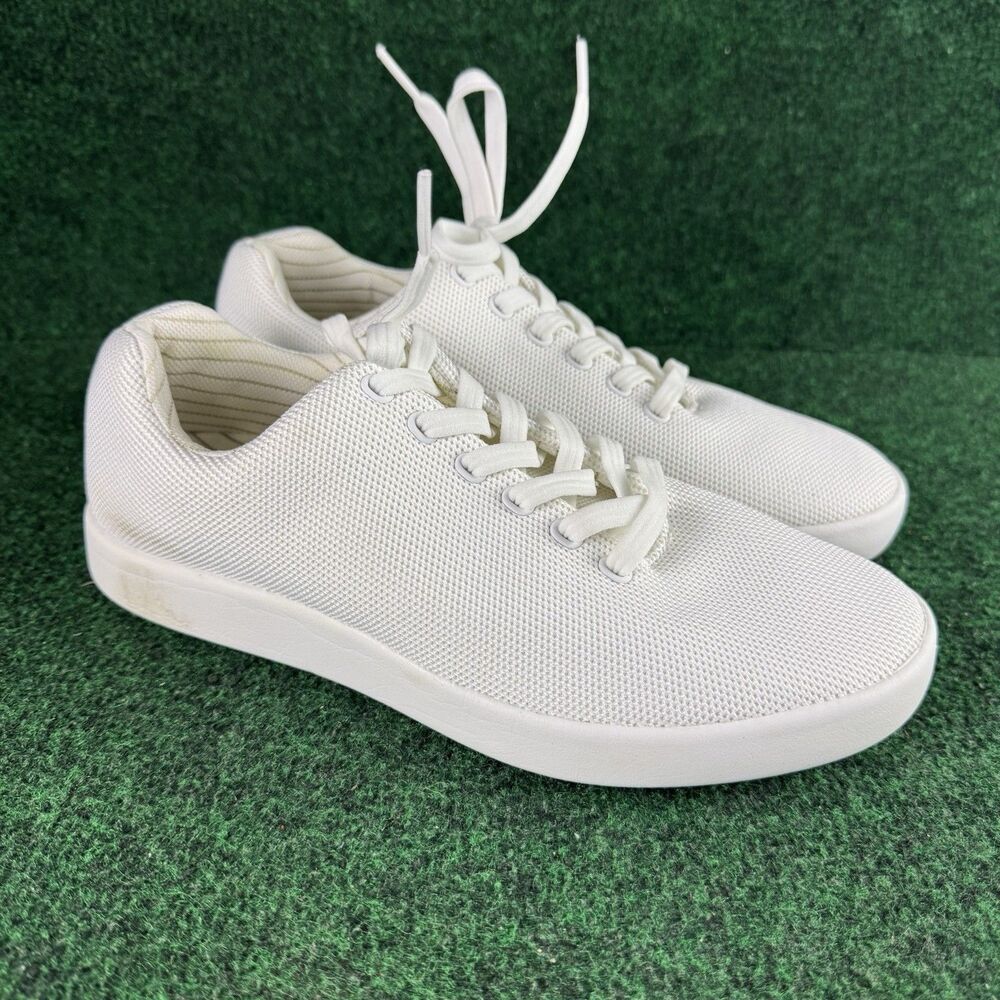 Atoms Womens Sneakers White Model 000 Knit Lace Up Low Top 8.75